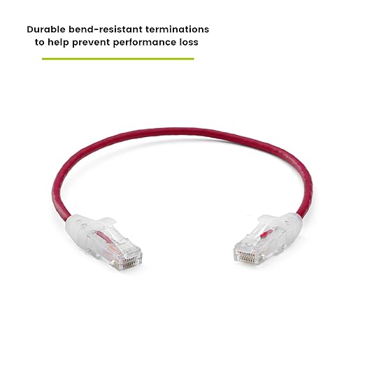 TRUECABLE Cat6 Component Rated Patch Cable, Unshielded (U/UTP), 1ft, Red, 28AWG Stranded Pure Copper, Snagless 10G High-Speed Ethernet Cable, PoE++ 4PPoE 100W, UL Listed, RoHS-3, 1 Pack