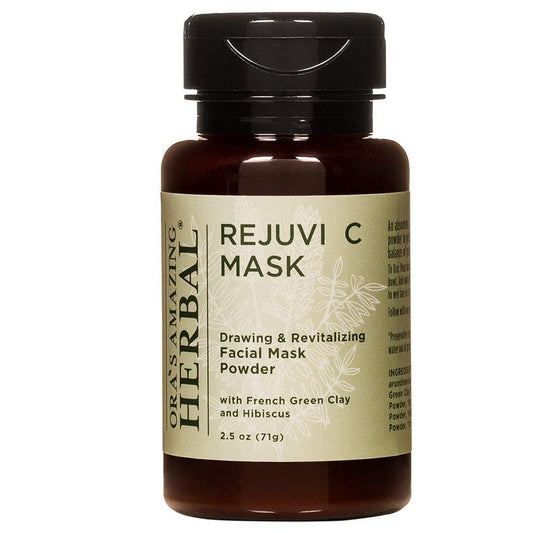 Ora's Amazing Herbal Rejuvi C Mask, Powder Mask, Detoxifying Face Powder, French Green Clay, Exfoliating Rosehip Seed Hibiscus with Vitamin C and Frankincense for Acne, Maskne
