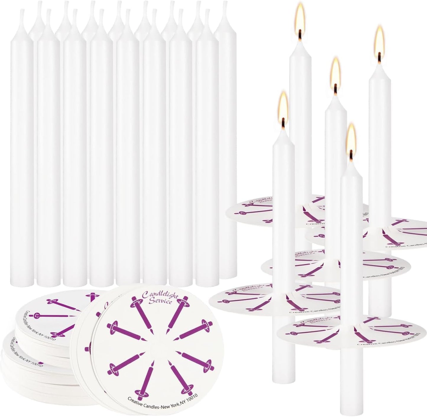 YOROXRG Church Candles - 200 Pcs Unscented White with Drip Protectors | 5" H x 1/2" D for Vigil Services