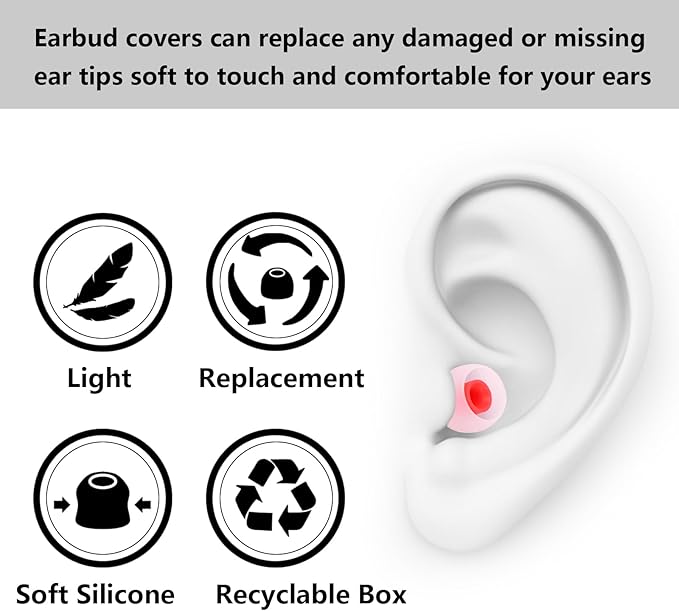 MMYQXI Earbud Replacement Tips Silicone Earbud Tips Earbud Covers Fit for in-Ear Headphones (Inner Hole 3.8mm -5.1mm) Eartips Earbud Rubber Tips 9 Pairs S/M/L, transparent/Red