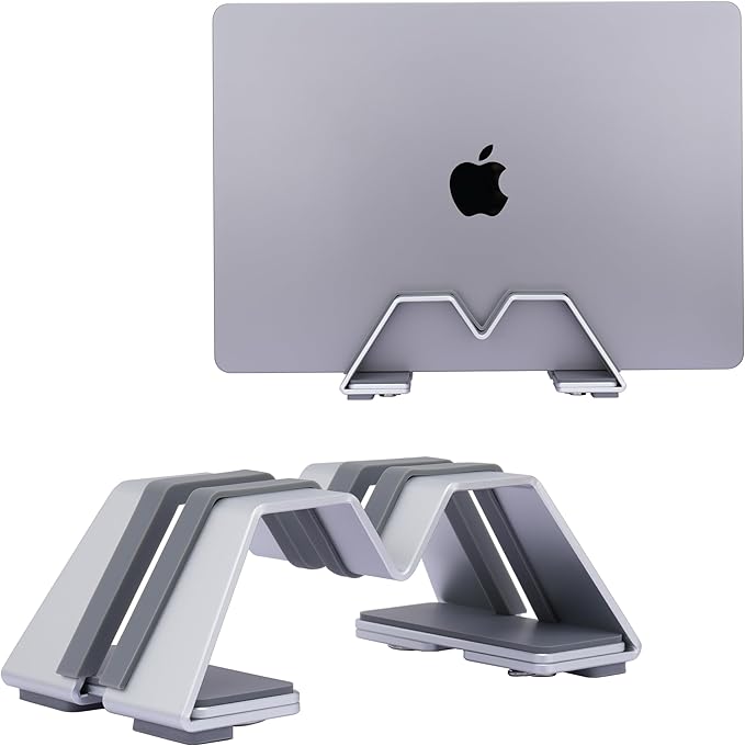 Psitek Adjustable Vertical Laptop Stand - Aluminum, Universal Fit for All Laptops (10-30mm Thickness) - Fashion Design, Adjustable Width, Anti-Slip & Scratch-Resistant, Patented Design