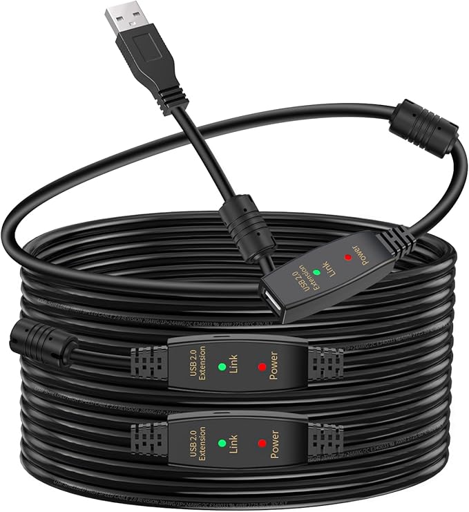 LDKCOK 100FT Active USB Extension Cable 2.0 Male to Female with A Extension chipset Signal Booster - Active Extension/Repeate