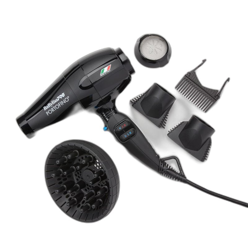 BaBylissPRO Hair Dryer, Nano Titanium Portofino 2000-Watt Blow Dryer, Hair Styling & Appliances, Black, BPOR1