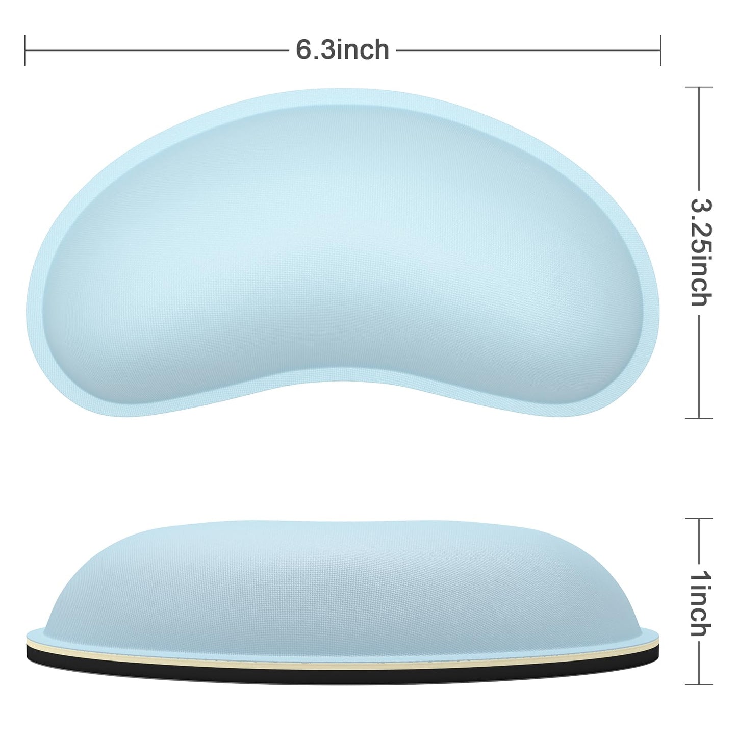 Dapesuom Mouse Wrist Rest, Ergonomic Memory Foam Mouse Wrist for Computer Desk Mats Support, Hand Rest Pad Cushion for Gaming, Office, Laptop, Men, Women, Pain Relief & Easy Typing, Sky Blue