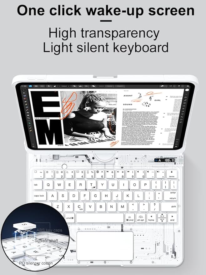 Transparent Case with Wireless Keyboard for iPad 11th Gen 11 Inch (A16, 2025) & iPad 10th Gen 10.9 Inch (2022), 7 Colors Backlight, Multi-Touch Trackpad, 360° Rotating Stand Case for 11th/10th