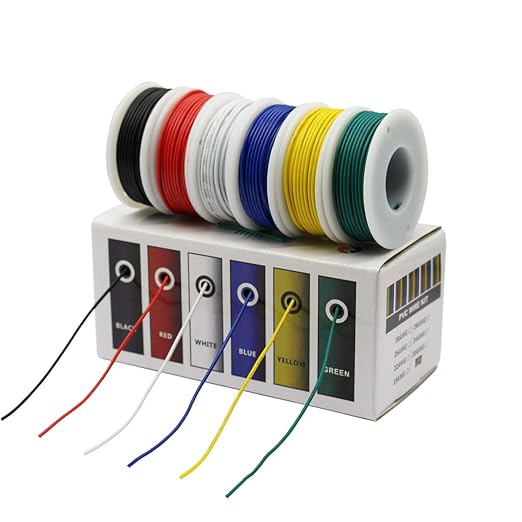 CBAZY Hook up Stranded Wire Kit 20 Gauge 6 Colors 19.6 feet Each Electrical Wire 20 AWG PVC Wire