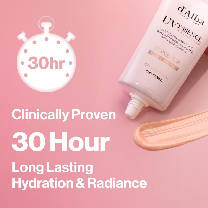 d'alba Waterfull Tone-Up Sunscreen Serum - Broad Spectrum SPF 50 | Korean Face Sunscreen for All Skin Tones (2 x 1.69 fl. oz.)