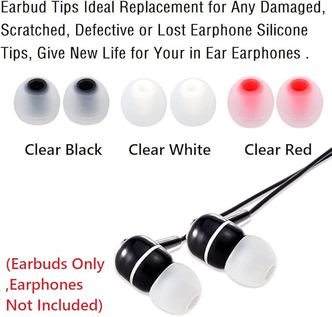 CYADCI Earbud Silicone Ear Tips Replacement Earbuds Gels for Popular In-Ear Headphones Other Inner Hole 3.8mm - 5.1mm 9 Pairs S/M/L