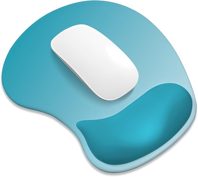 ITNRSIIET Ergonomic Mouse Pad, Cushioned Gel Wrist Rest, Non-Slip Base, Smooth Surface, Compatible with All Mice for Office & Gaming, Desk Accessory, 9.5 x 8.2 inch, Ombre Blue Gradient