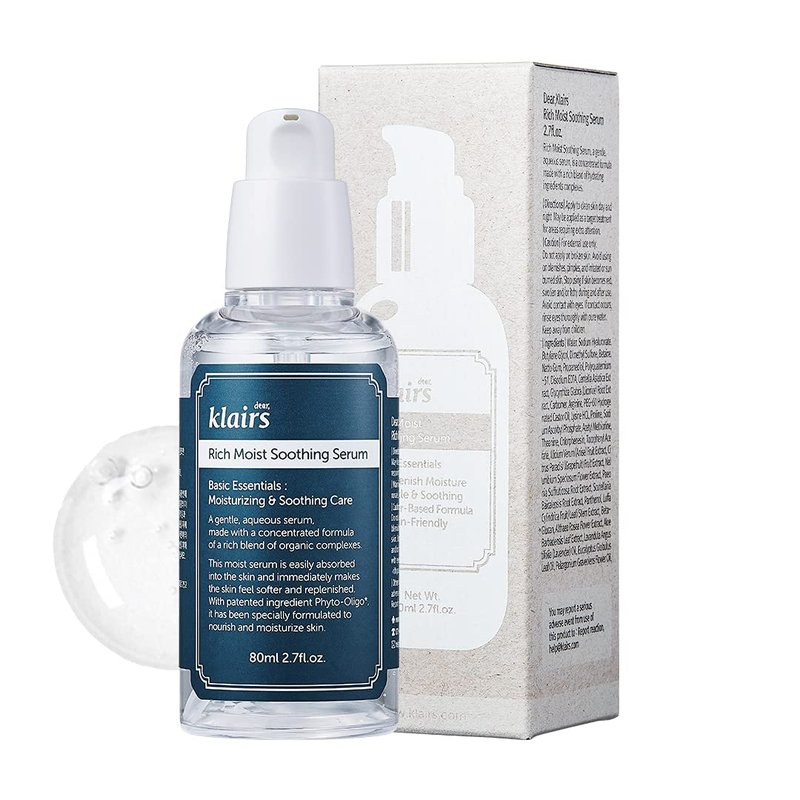 DearKlairs Rich Moist Soothing Serum – Korean Cica Serum with Centella, Beta-Glucan & Hyaluronic Acid, Calming Hydration for Sensitive Skin, Lightweight Non-Greasy, Unscented & Vegan, 2.7 Fl Oz
