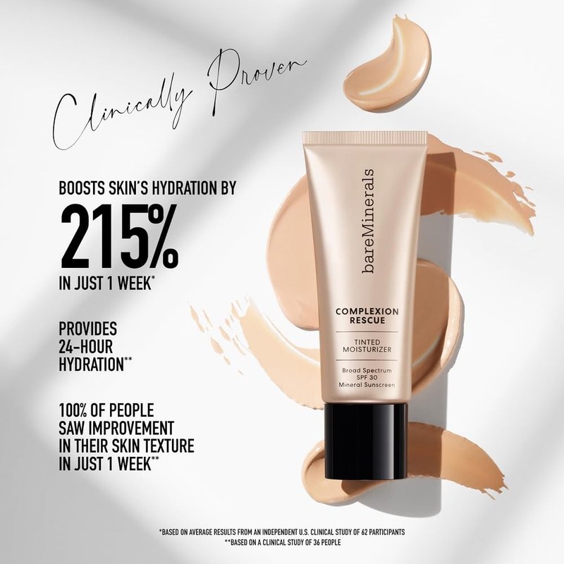 bareMinerals Complexion Rescue Tinted Moisturizer for Face with SPF 30, Full Size, Terra 8.5, Vegan, Cruelty-Free & Dermatologist-Tested
