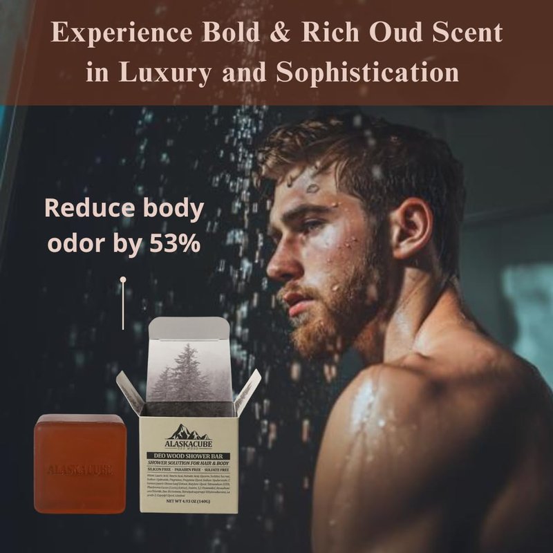 Alaskacube Shower Bar Body Bath Soap (Set of 2) Cleanser Cooling Refreshing Effect Rich Foam Body Wash Shampoo Deodorant for Face and Body Menthol Mint Sandalwood Woody for men and women
