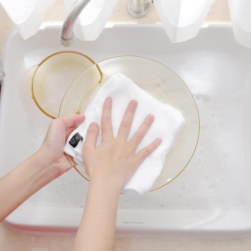 Homaxy Kitchen Dish Cloths - Ultra Soft 100% Cotton Waffle Weave, Quick Drying, 12x12 Inches, 6-Pack, White