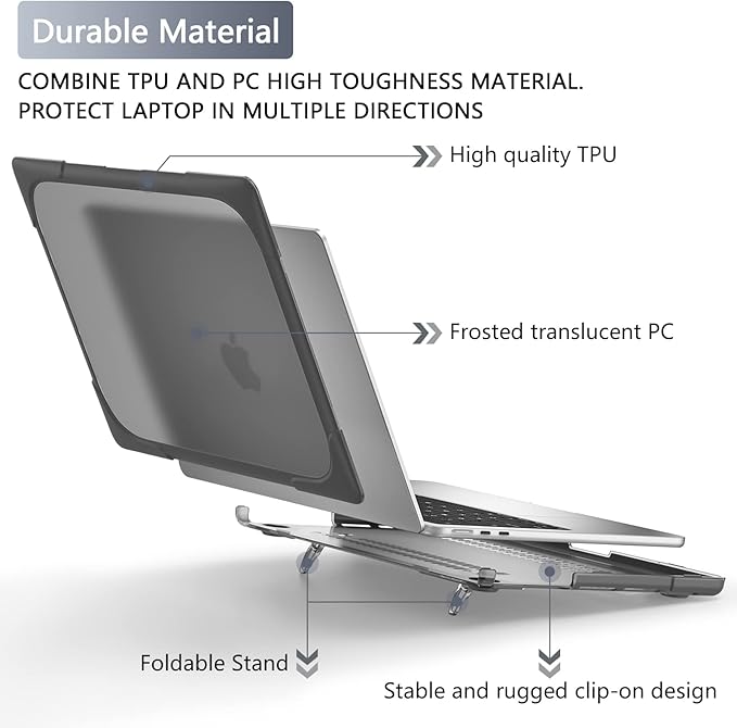 Batianda FlexStand Heavy Duty Case for MacBook Air 13.6 inch, Matte Gray