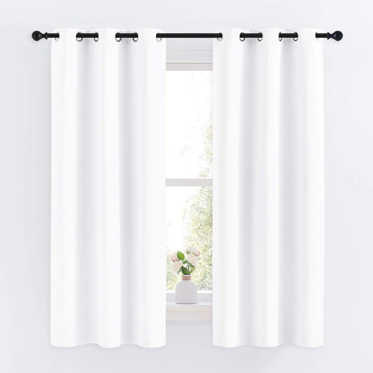 NICETOWN Curtains - Grommet Drapery Panels for Small Windows | 50% Light Blocking, 34x63, Pure White