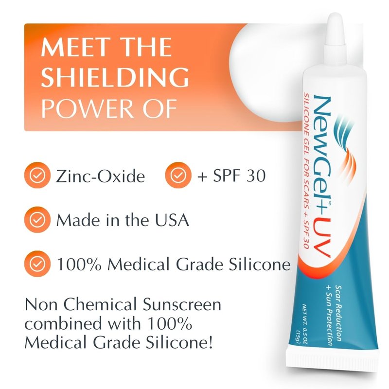 MyNewGel Plus UV Advanced Silicone Scar Gel | Old & New Scars | SPF30 Mineral non-chemical Sunscreen | Ideal for Protecting Scars | Harmful Ultraviolet Rays, 15g (0.5 oz)