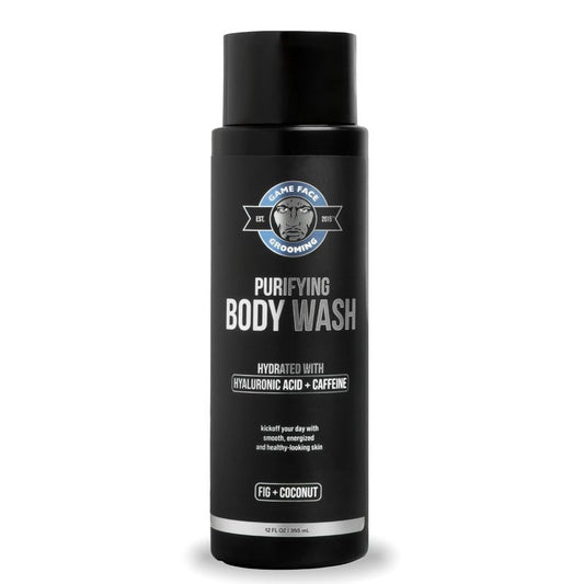 Game Face Grooming Body Wash – Men’s 12 Fl Oz Shower Gel | Cleanses, Exfoliates, And Hydrates Your Skin And Face| Plant Based And Sulfate Free | Fig & Coconut Scent