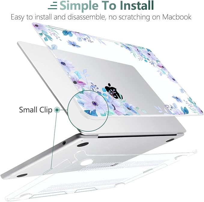 MEEgoodo Case for M5/M4/M3/M2 MacBook Air 13 inch 2026 2025 2024 2022, Fit Model A3449/A3240/A3113/A2681, Case Compatible with MacBook Air 13.6-inch, Soft Purple Floral