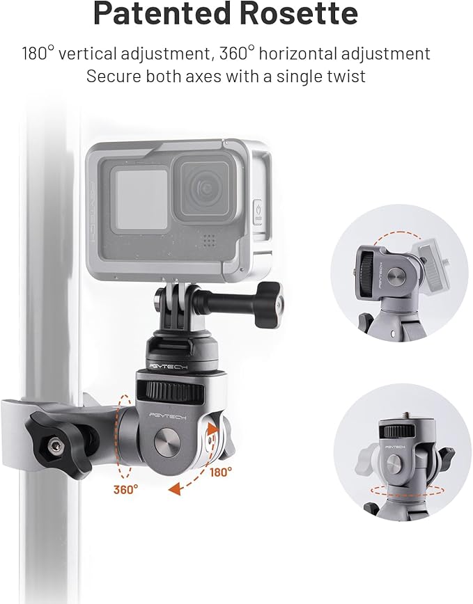 PGYTECH CapLock Super Clamp Mount, Aluminum Alloy Bracket, Crab Heavy Duty Clamp with 1/4" Screw for Gopro 13/12, DJI Osmo 360/Action 6/5 Pro/Pocket 4/3/Xtra Muse, Insta360 Ace Pro2/X5, Action Camera