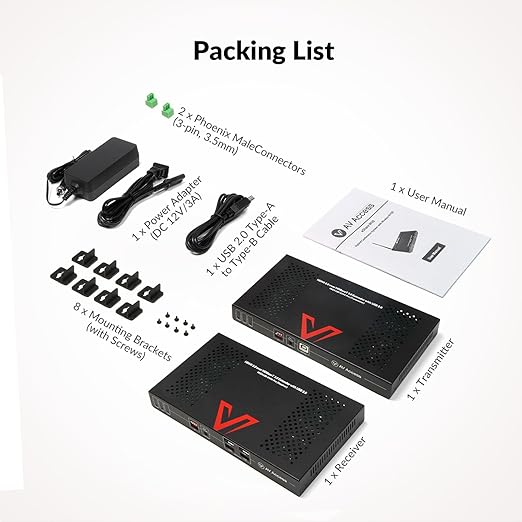 AV Access HDBaseT 3.0 HDMI KVM Extender, Uncompressed 4K@60Hz 4:4:4 Upto 330ft, Zero Latency, USB 2.0 Remote Control, HDR/Dolby Vision, Audio De-Embed, PoH, for Server Room, Gaming & AV Installations