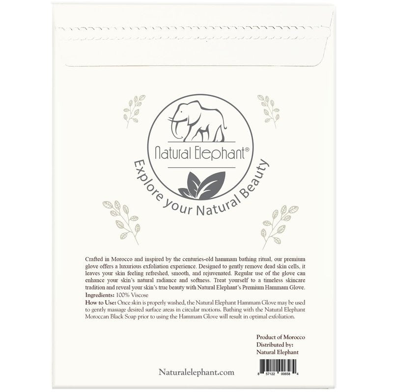 Natural Elephant Premium Kessa Hammam Glove and Moroccan Black Soap with Eucalyptus Essential Oil 200g (7oz) Combo Spa Exfoliation Kit