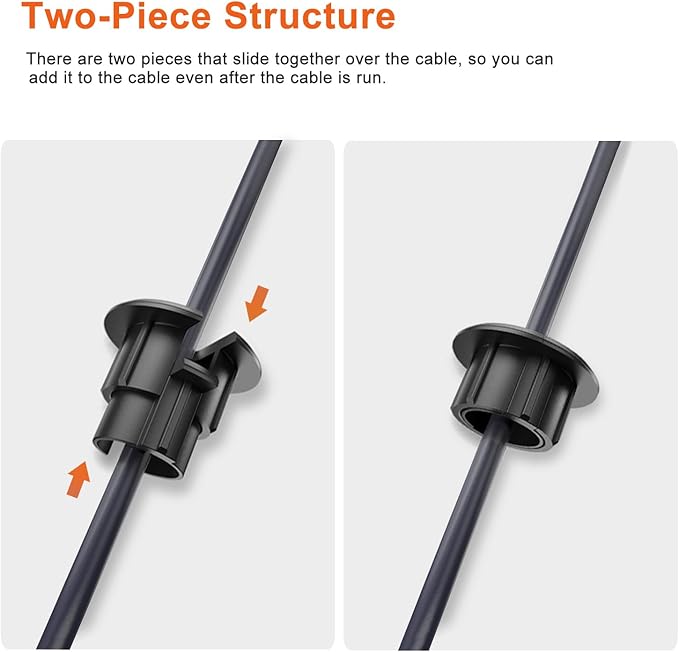 Sactulaz Wall Bushing Grommet for Starlink Dishy Router Ethernet adapter Cable, Starlink Cable Routing Kit Feed-Through for 1 inch Wall Hole and Furnitures Wire Hole (Black, 1 Pack)