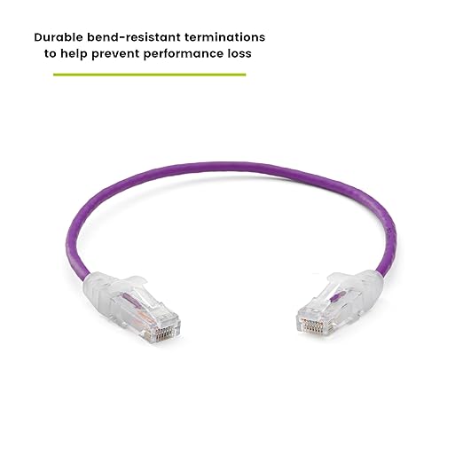 TRUECABLE Cat6 Component Rated Patch Cable, Unshielded (U/UTP), 1ft, Purple, 28AWG Stranded Pure Copper, Snagless 10G High-Speed Ethernet Cable, PoE++ 4PPoE 100W, UL Listed, RoHS-3, 1 Pack