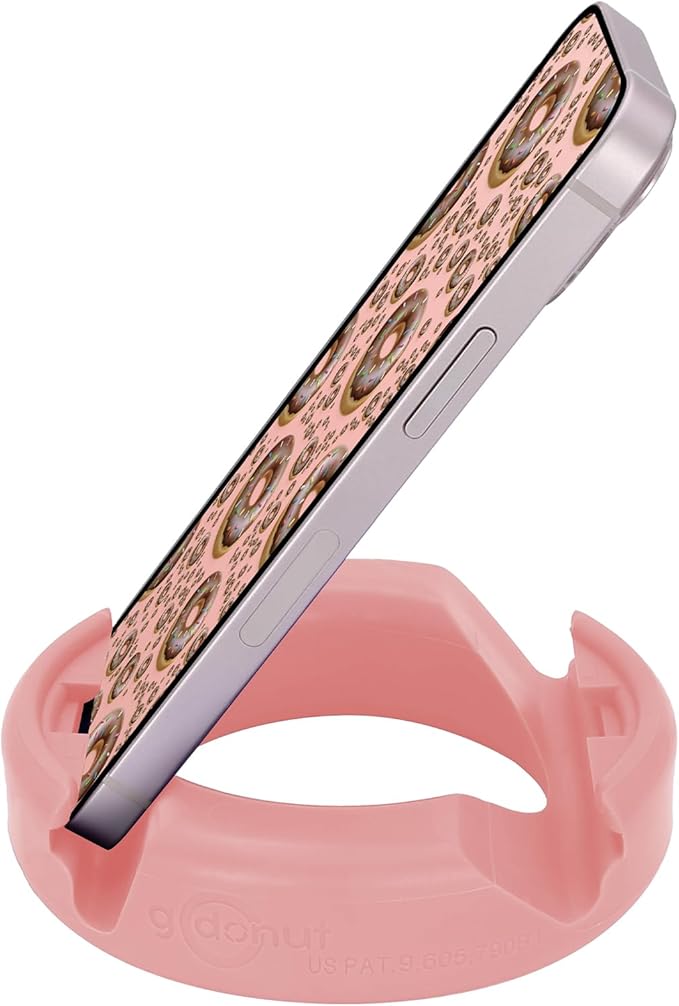GoDonut Original – Phone and Tablet Stand – Compatible with Devices UP to 0.5" Thick Including Protective Cases - for use at Work, at Home, Travel and on-the-go - Pink - Made in USA