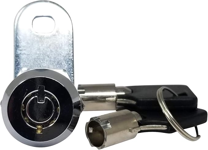 Admiral Locks Tubular Cam Lock, Keyed Alike Removable Key RV Compartment Storage Lock Cabinet Locks (Chrome Pack of 1, 5/8 Inch 180°)