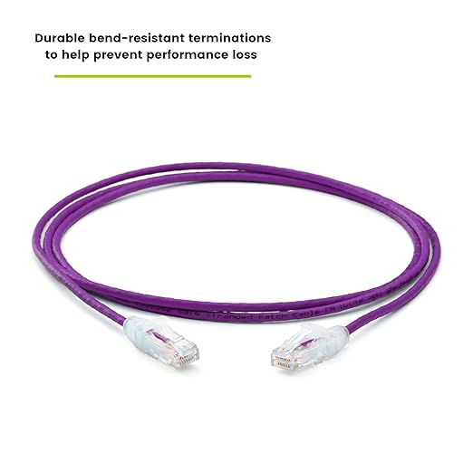 TRUECABLE Cat6 Component Rated Patch Cable, Unshielded (U/UTP), 5ft, Purple, 28AWG Stranded Pure Copper, Snagless 10G High-Speed Ethernet Cable, PoE++ 4PPoE 100W, UL Listed, RoHS-3, 1 Pack