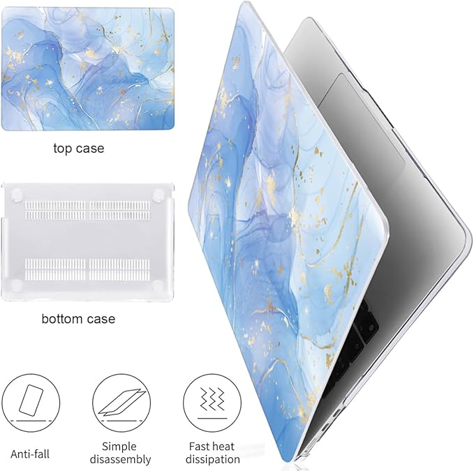 LCMOCICO for MacBook Air 13 inch Case M5 M4 M3 M2 Chip 2026 2025-2022 Release A3449 A3240 A3113 A2681, Scratch Resistant Hard Shell Protective Laptop Cover for Mabook Air 13.6 M5 2026, Blue Marble