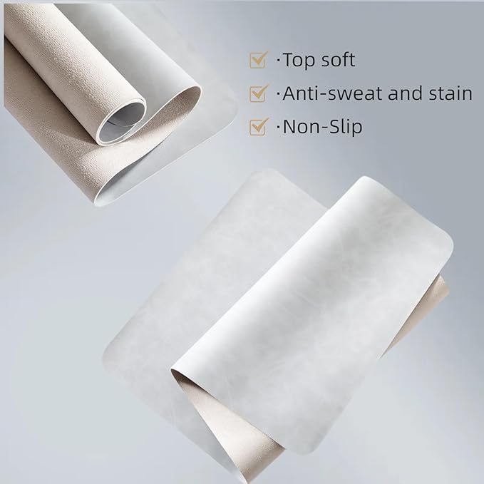 Leather 17.7" x 39.37 Desk pad for Computer and laptops, Ideal for Gaming and Office use, Large Mouse pad and Keyboard mat,Desk mat for man. A complimentary Wrist pad and Phone Stand.(Gemstone Gray)