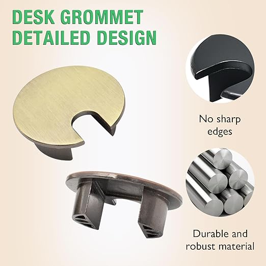EASYEAH 1 Pcs Desk Grommet 1-3/8" / 35 mm, Desk Cord Hole Cover, Cable Grommet Metal Zinc Alloy Materilal, Desk Hole Grommet for Home & Office Pc, Detachable Cable Cord Organizer-Bright Silver