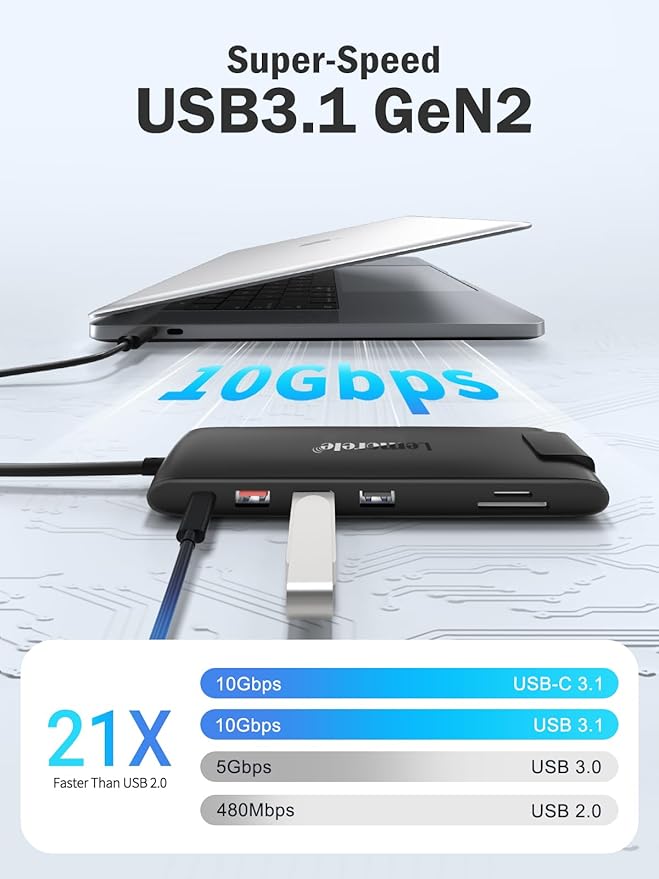 Lemorele 13-in-1 USB C Docking Station with Triple Display, 2X 4K HDMI, VGA, 100W PD, 6 USB Ports (incl. USB-C 3.2), Gigabit Ethernet, SD/TF Reader, 3.5mm Audio for MacBook/Windows