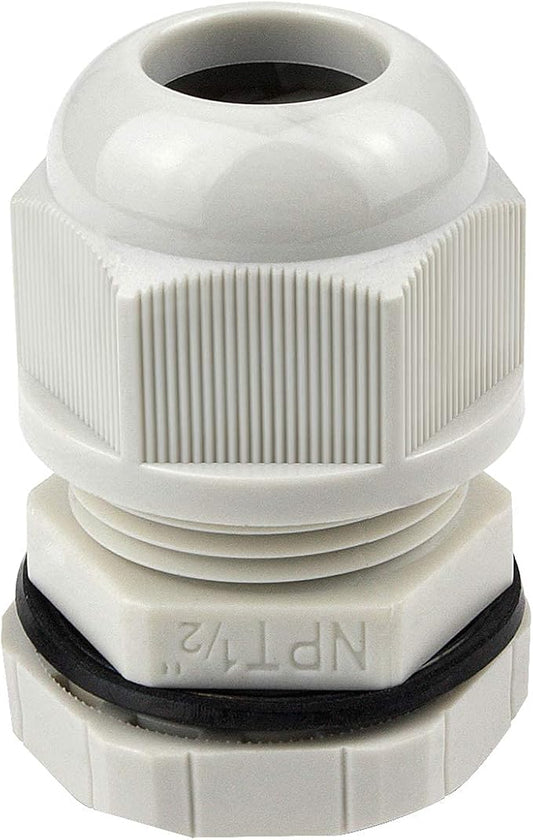 25 Pcs 1/2" IP68 Strain Relief Nylon Cord Grip NPT Cable Glands Adjustable UL Listed and RoHS Compliant (Grey)