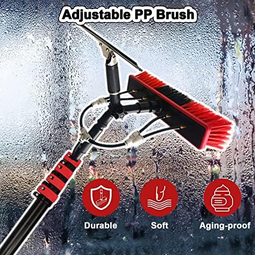 4M-12M Window Cleaning Kit, Telescopic Water Fed Pole, Extendable Brush & Squeegee for Glass, Roof, Solar Panels - Ultimate Outdoor Cleaning Solution