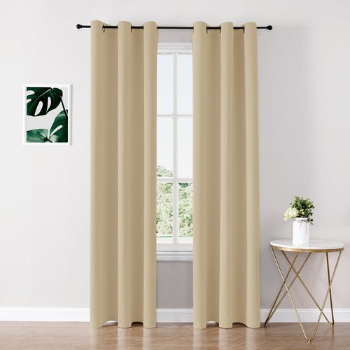 ChrisDowa Blackout Curtains - Thermal Insulated Room Darkening Panels Set | 72 Inches Long, Biscotti Beige (2 Panels)