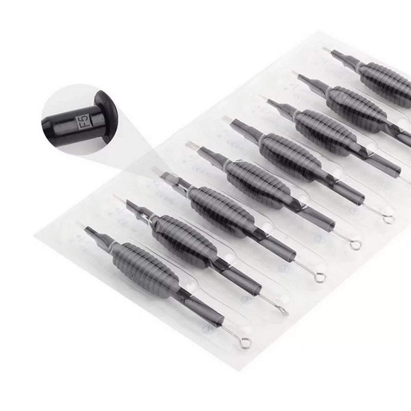 50PCS Disposable Sterilized Conjoined Tattoo Needles and Tubes Grip 9RL(19mm)