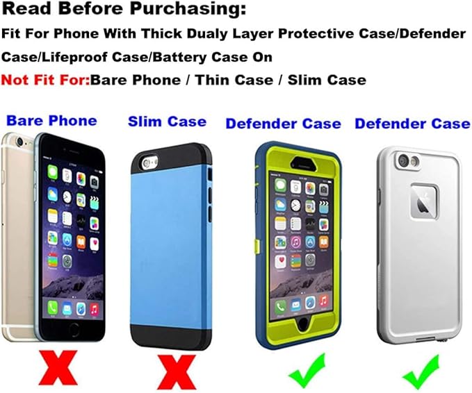 Yuzihan Holster for iPhone 17 17 Pro 16 16 Pro 15 15 Pro 14 14 Pro 13 13 Pro 12 12 Pro 11 11 Pro Belt Holster Fit with Thick Defender Case Hybrid Armor Protective Case On