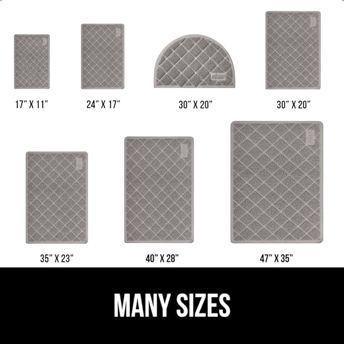 GORILLA GRIP Cat Litter Box Mat, 32x32, Water Resistant, US Designed Kitty Litter Trapping Mats, Easy to Clean, Scatter Control, Less Mess and Clean Floors, Kitten Supplies for Indoor Cats, Grey