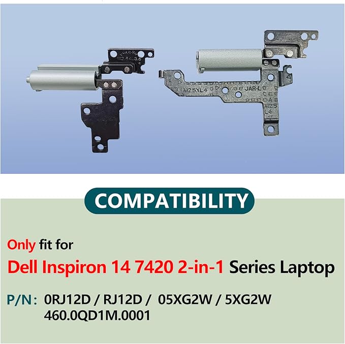D-KXCPELE Replacement Laptop Hinge with Hinge Cover for Dell Inspiron 14 7420 7425 2-in-1,P/N:05XG2W 5XG2W 0RJ12D RJ12D 460.0QD1L.0001 460.0QD1M.0001 (Grey)