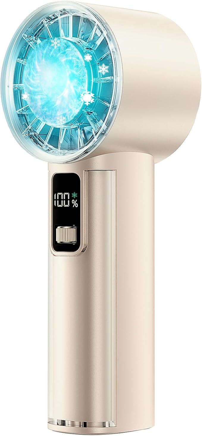 PANERGY Handheld Fan with Ice Cooler, Mini Portable Fan Rechargeable, 18Hrs Cooling, 0-100 Adjustable Speed, Small Yet Powerful, Personal Hand Fans for Travel, Beach, Outdoor, Makeup, Gifts for Women