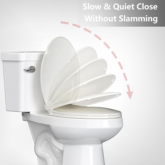 Elongated Commercial Toilet Seat 19â â Soft Close, Quick-Release & Attach, Durable Polypropylene, Grip-Tight Bumpers, Easy Install & Clean, Biscuit â Color: 19" Regular Toilet Seat Biscuit