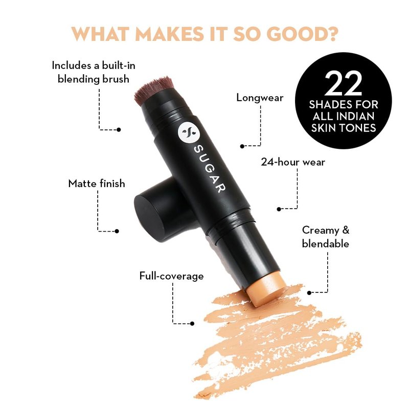 SUGAR Cosmetics Ace Of Face Foundation Stick - 25 Macchiato (Light Medium, Olive Undertone)