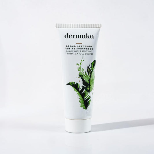 Dermaka Lightly Tinted Mineral Sunscreen SPF 42 – Anti-Aging Face Moisturizer with Zinc Oxide & Aloe Vera – Water Resistant, Non-Greasy & Reef Safe for Sensitive Skin – 3.4 oz