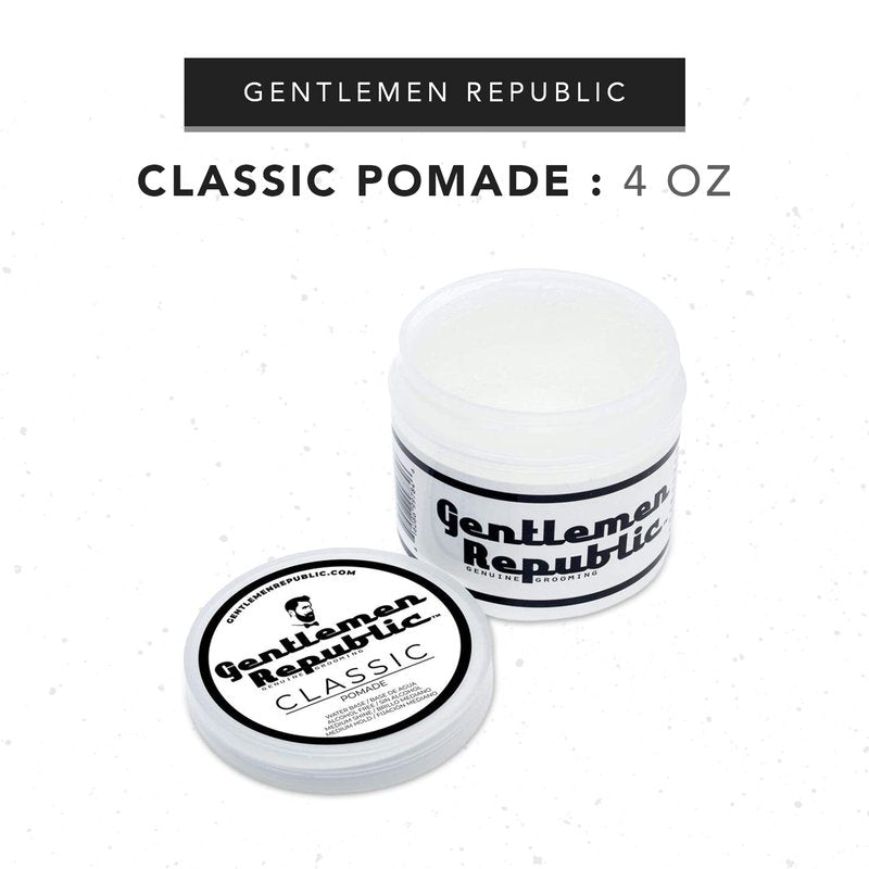 Gentlemen Republic Classic Pomade for Men - Water Based Pomade for Medium Hold & Shine, Premium Mens Hair Styling Products with No Beeswax - Ideal for Classic Styles, 4oz