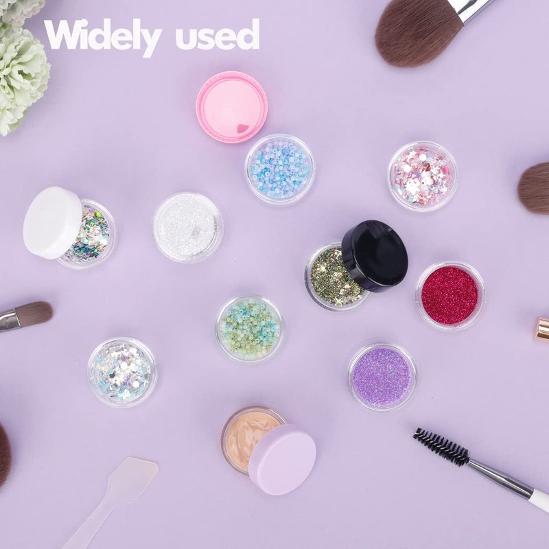 3 Gram Sample Containers with Lids, 200 Count Tiny Sample Jars, Empty Lip Balm Containers, Mini Cosmetic Container with Lids, Makeup Travel Container with Labels, Mini Disposable Spatulas