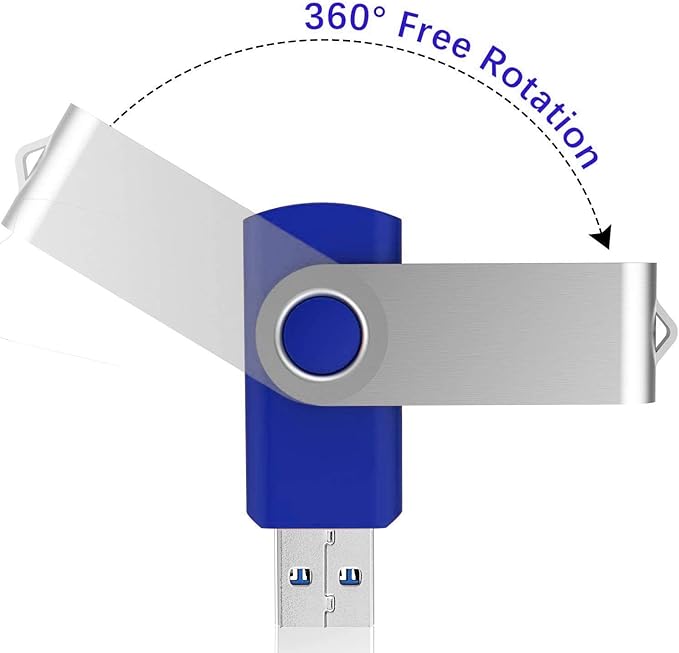 TOPESEL 5 Pack 64GB USB 3.0 Flash Drive Memory Stick Thumb Drives Swivel Pen Drive (5 Mixed Colors: Black Blue Green Red Silver)