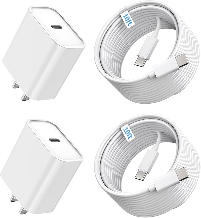 iPhone 15 Charger Fast Charging, 2Pack 10FT Long USB C to C iPhone Fast Charging Cable Cord with 20W USB C Fast Charger Block Adapter for iPhone 15/15 Pro/15 Pro Max/15 Plus, iPad 12.9/11/10.9/Air 5/4