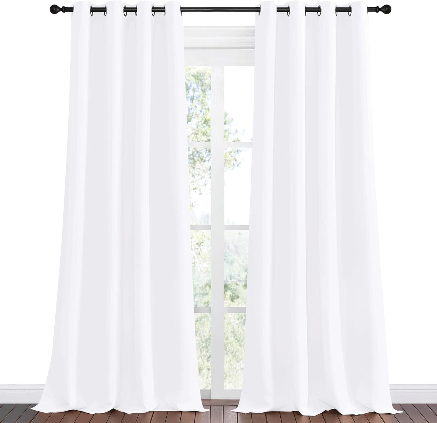NICETOWN Blackout Curtains - Thermal Insulated Solid Panels for Kids Room | Pure White, 55 x 102 Inch, Set of 2